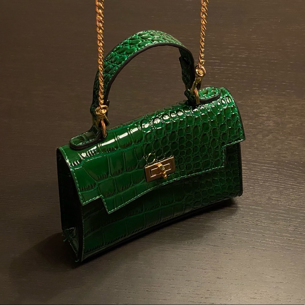 ASOS Green Croc-Embossed Mini Bag - Picture 5 of 16